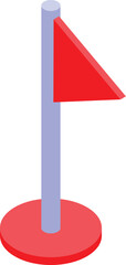 Poster - Red triangular flag pointing right, attached to a flagpole on a red base