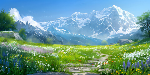 Poster - Mountain colorful landscape