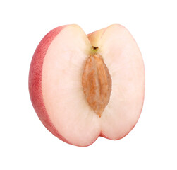 Wall Mural - Half pink peach fruit isolated, transparent PNG, PNG format