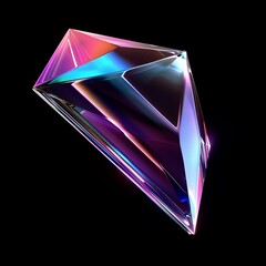 Abstract geometric shape with iridescent, holographic shine