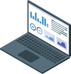 Poster - Laptop displaying financial data analysis with charts and diagrams, representing business intelligence and data driven decision making
