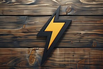 Sticker - Wooden lightning bolt on a rustic background, modern digital illustration