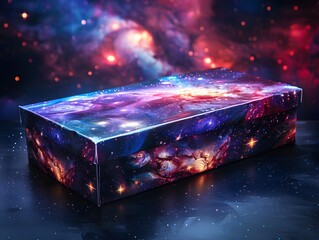 Wall Mural - cosmic space themed parcel box with starry design against galaxy backdrop