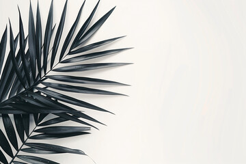 Fototapete - Black palm leaf silhouette on white background with copy space, tropical plant and summer concept design in the style of tropical plant and summer.


