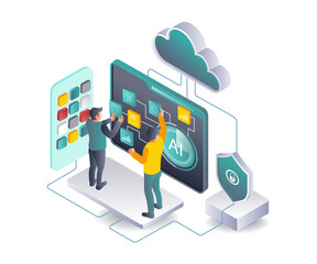 Leinwandbilder - Artificial Intelligence Cloud Server Networks