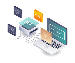 Aufkleber - Artificial Intelligence in Pixel Programming Language Data