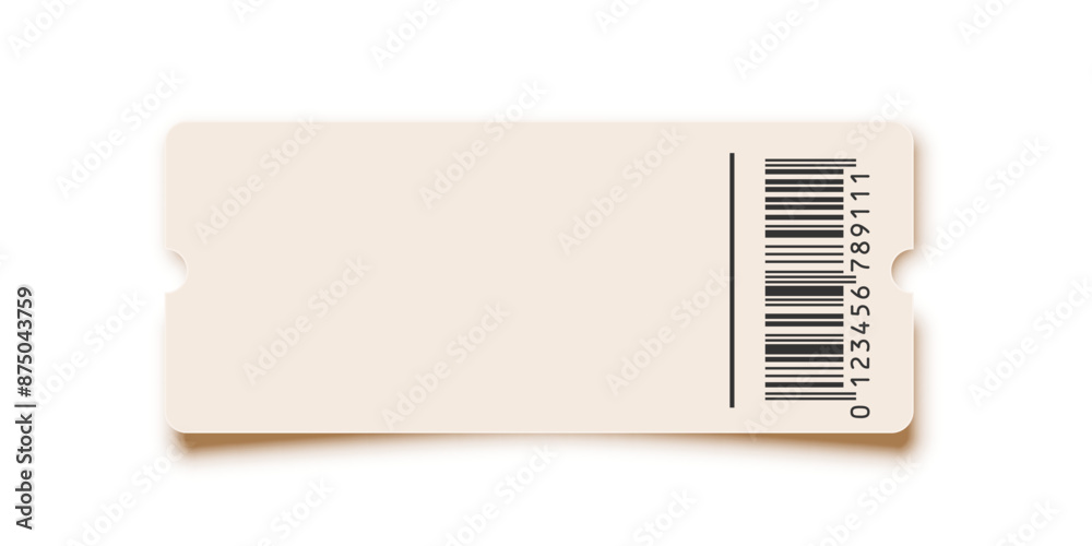 Cinema ticket with barcode. Theater coupon realistic vector template ...