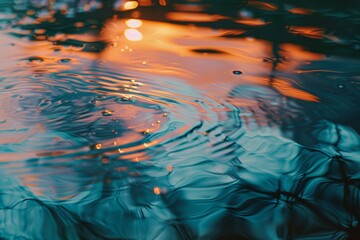 water ripples with sunset reflections