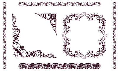 Wall Mural - calligraphic frames. borders corners frames classic vector designs collection. illustration of filig