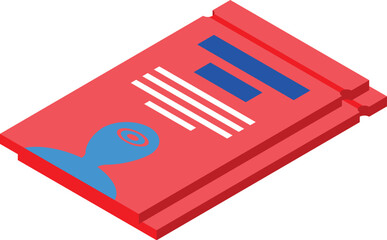 Poster - Red isometric package showing the location of a person, concept for tracking service