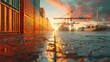 © Supannee - Logistic and business, environment, close up, cargo shipping, realistic, Multilayer, backdrop of a busy port