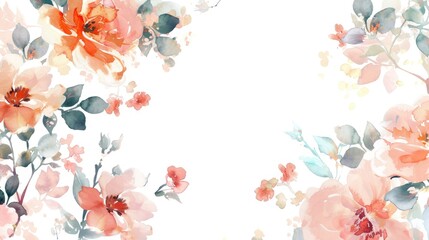 Poster - Watercolor floral seamless pattern with space for text in soft feminine hues