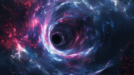 Wall Mural - Black hole, wormhole, vortex, spiral nebula in deep space and cosmos, part of the Universe on abstract background