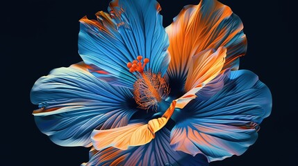 Wall Mural - blue and orange flower