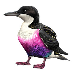 Poster - Colorful digitally designed fantasy bird on transparent background