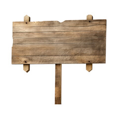 Wall Mural - Old natural wooden sign  board  with pole isolate on transparent png.
