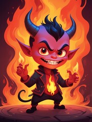 Poster - Generative AI. A Cute Devil With A Charming Pose. T-shirt Design
