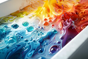 Poster - Vibrant Fluid Reactions Transforming Into Captivating Abstract Patterns