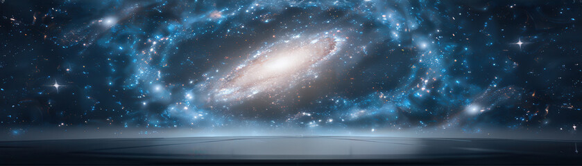 Wall Mural - A galaxy with a spiral shape and a bright star in the center