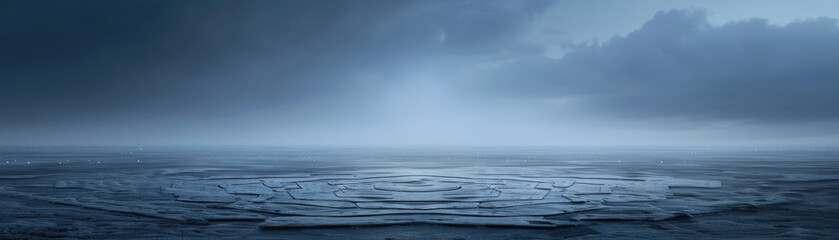 Wall Mural - A large body of water with a dark sky above it