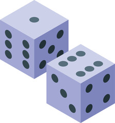 Poster - Two purple dice are rolling showing different numbers on each cube