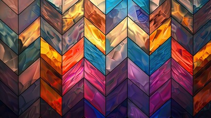 Wall Mural - A colorful, abstract image of a series of triangles and squares