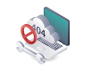 Leinwandbilder - Warning Error code 404 in cloud server data system