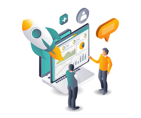 Poster - The team is analyzing data on the startups launch development