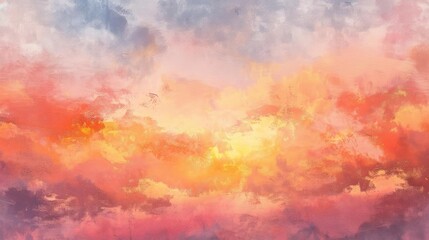 Poster - A captivating blend of orange-pink hues in a beautiful sunset sky, displaying nature's artistry in a tranquil atmosphere.