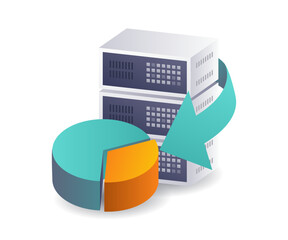 Poster - Percentage Analysis of Server Data flat illustration