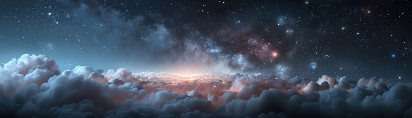 Wall Mural - A beautiful night sky with clouds and stars
