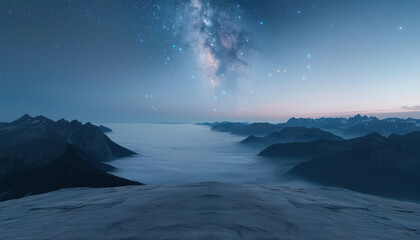 Wall Mural - A beautiful night sky with a large milky white cloud in the middle
