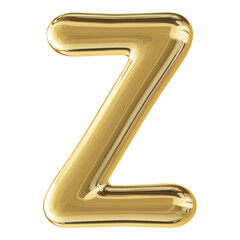 Gold 3D Bubble Font Letter Z uppercase