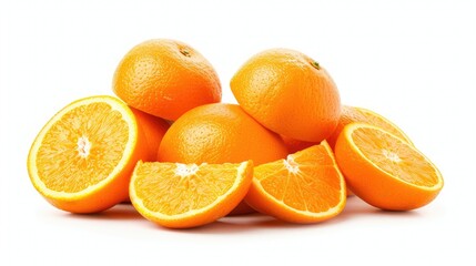 Wall Mural - Fresh oranges isolated on a white background. Perfect for healthy eating and natural food concepts.