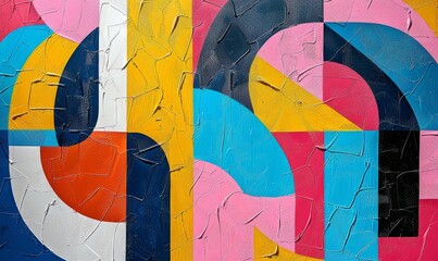 Wall Mural - Bold lines and shapes in bright hues