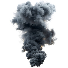 Poster - Highly detailed smoke plume rising vigorously, isolated with transparency