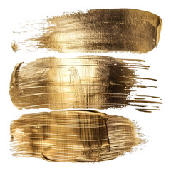 Poster - Three textured golden brush strokes suitable for elegant design accents, isolated with a transparent background