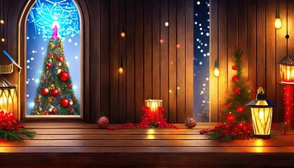 Poster - christmas tree and candles