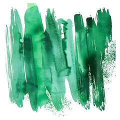 Poster - Vibrant green watercolor brush strokes on a transparent background, ideal for various designs