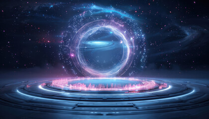 Wall Mural - a blue and purple space with a glowing orb in the center