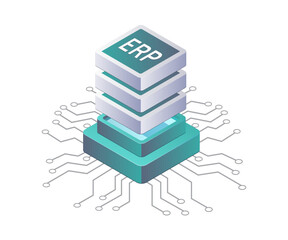Fototapete - ERP Database Server Solutions for Business Growth