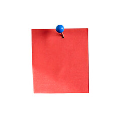 Poster - Red paper note pinned on transparent background