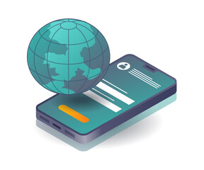 Poster - Connecting the World to the Internet flat isometric illustration