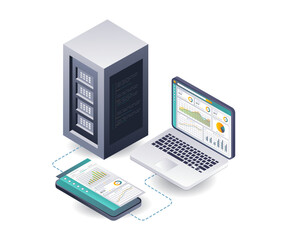 Poster - Data Analysis of Server Systems isometric illustration