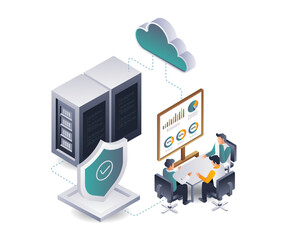 Aufkleber - Coworkers are analyzing data from the cloud server system