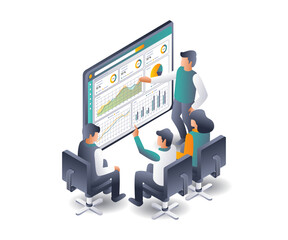 Aufkleber - Coworkers are analyzing business data developments