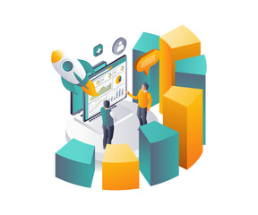 Business Performance Analysis flat isometric illustration