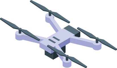 Poster - Modern drone flying with camera taking photos and videos, isometric icon