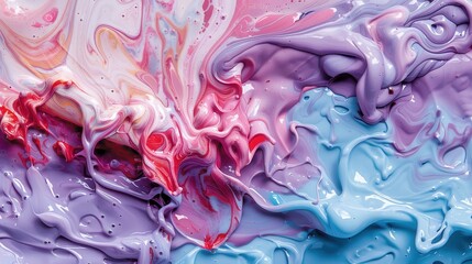 Poster - An engaging abstract art piece featuring dynamic swirls of pink, purple, and blue colors blending together with texture and depth, evoking a sense of movement and energy.