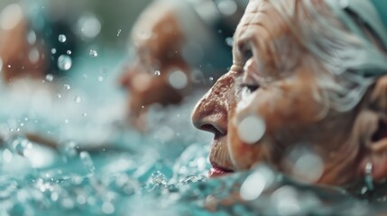 Poster - an intricate and stunning close-up of water in motion, showcasing droplets and splashes, capturing t